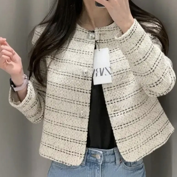 Zara Textured Tweed Blazer Size S - Picture 11 of 16